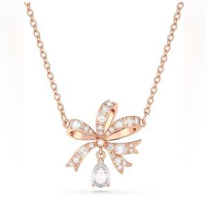 Swarovski Volta Rose Gold Crystal Bow Necklace